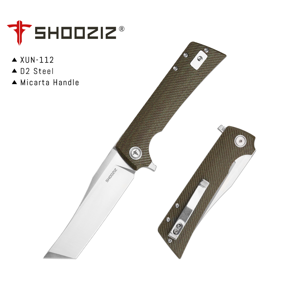 Edc Carry For Men - Shooziz XUN112 EDC 折りたたみナイフ クリップ付き、3.55インチ D2