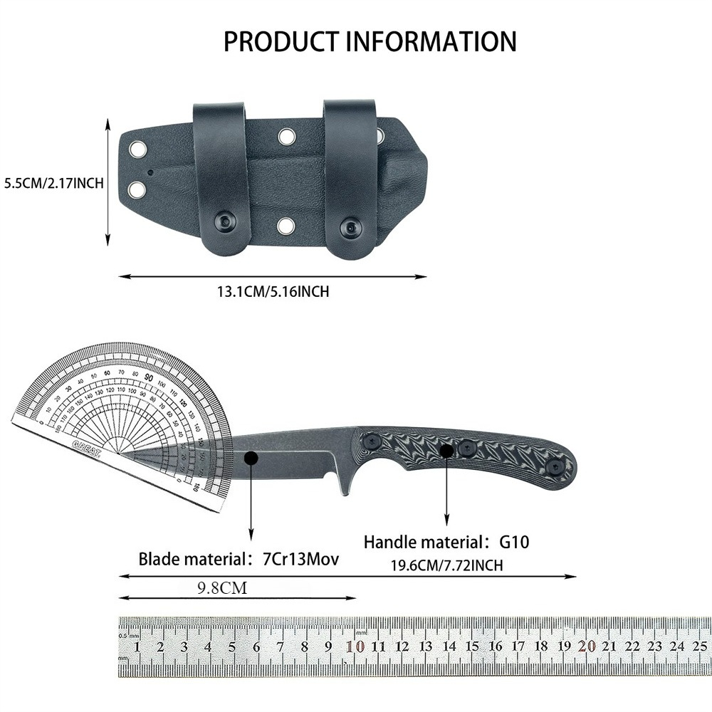 Edc Carry Fixed Blade Knife - フルタング固定刃ナイフ 7Cr13MoV ブレード EDC ストレートナイフ G10