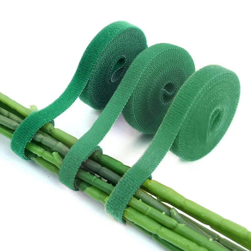 Gear Tie Reusable - 自己粘着植物ナイロンケーブルタイグリーン調整可能な植物フックループサポート庭の麻ひも包帯再利用可能なファスナーテープストリップ