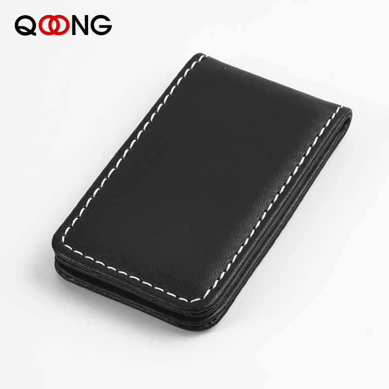 Money Clip Magnetic - QOONG マネークリップ財布スリム男性女性ヴィンテージ強力な磁石マネークリップ Pu レザーポケットクランプクレジットカード現金ケースホルダー
