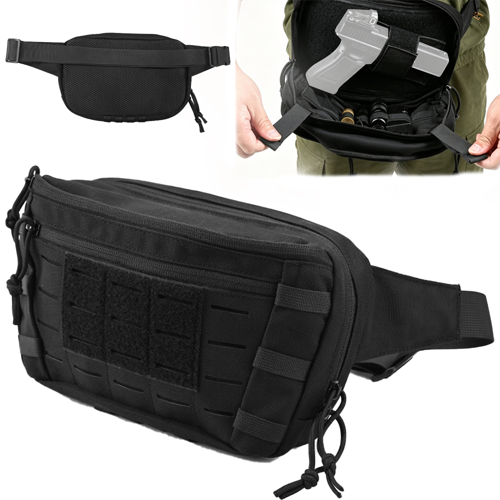 Edc Concealed Carry Fanny Pack - 戦術ピストルウエストバッグ CCW ファニーパック隠しキャリーガンホルスター胸クロスボディハンドガンバッグ EDC ツールポーチ狩猟