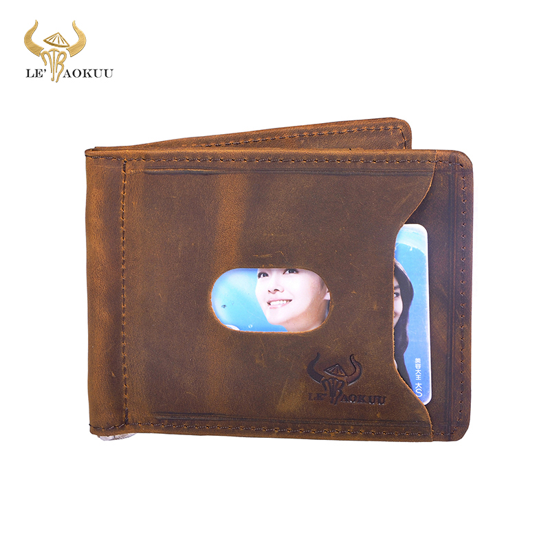 Money Clip Magnetic - 品質の革の男性磁気マネークリップギフト財布カードフォトホルダーケースデザインフロントポケット財布ミニ財布男性1098