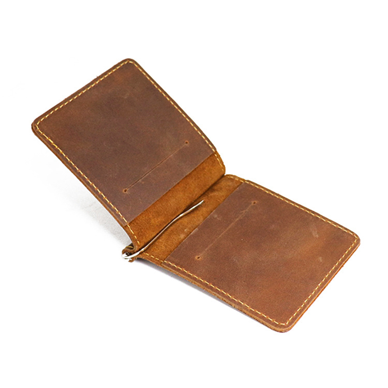 Money Clip Magnetic - 本革のメンズウォレット,手作りのメンズウォレット,クレイジーホース,牛革,短い折りたたみクリップ