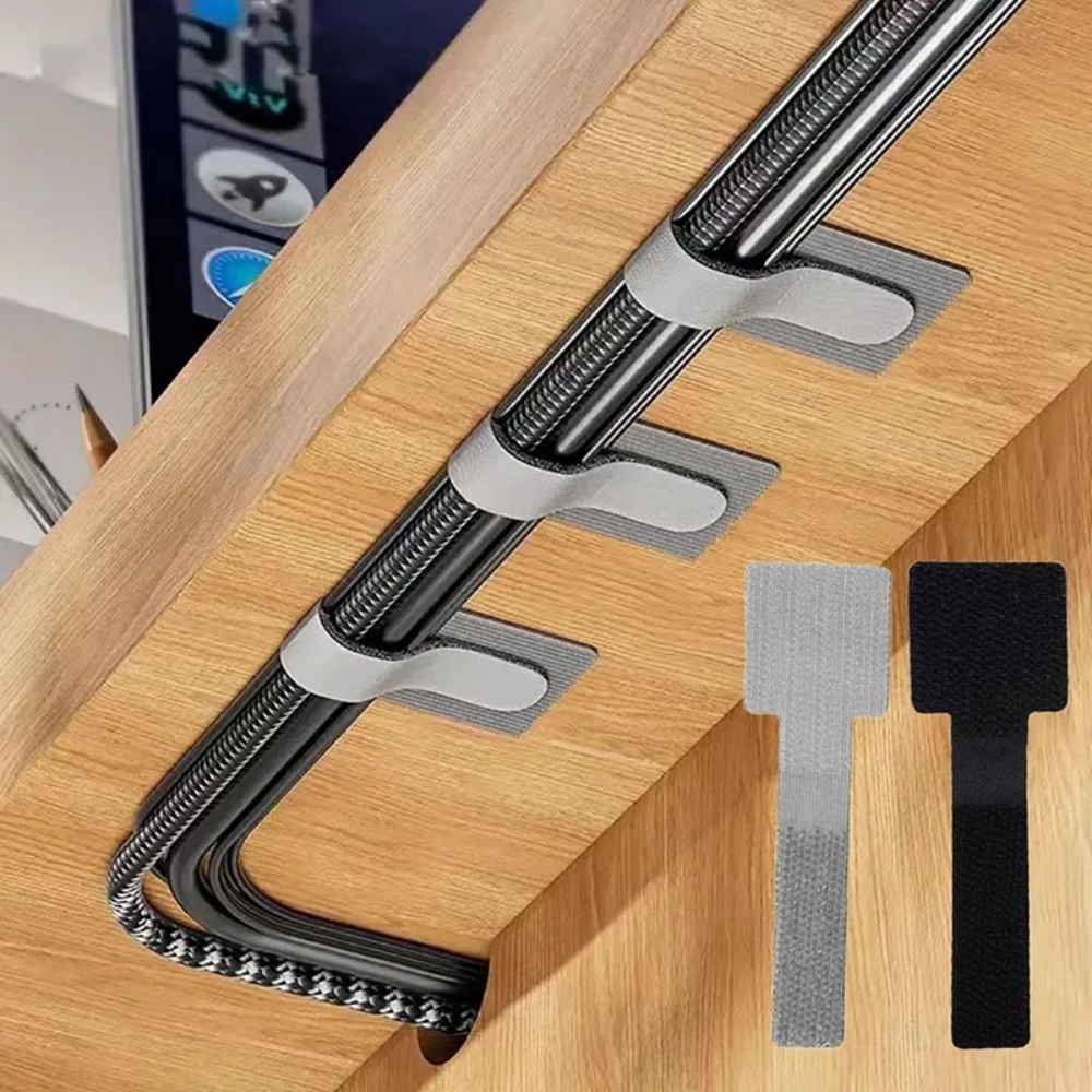 Gear Tie Reusable - 自己粘着式再利用可能ケーブルタイ ベルクロ固定式ワイヤーオーガナイザー デスク用電源コード管理用調整可能コードホルダー