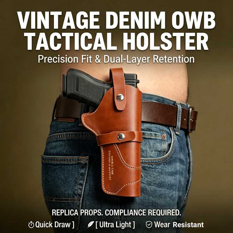 Edc Carry Belt Leather - ヴィンテージレザーリボルバーホルスターOWB外側ウエストベルトキャリーホルスターデュアルスナップロックデザインポータブル牛革ガンホルスター標準ベルト対応日常EDCコスプレアウトドアハンティング用