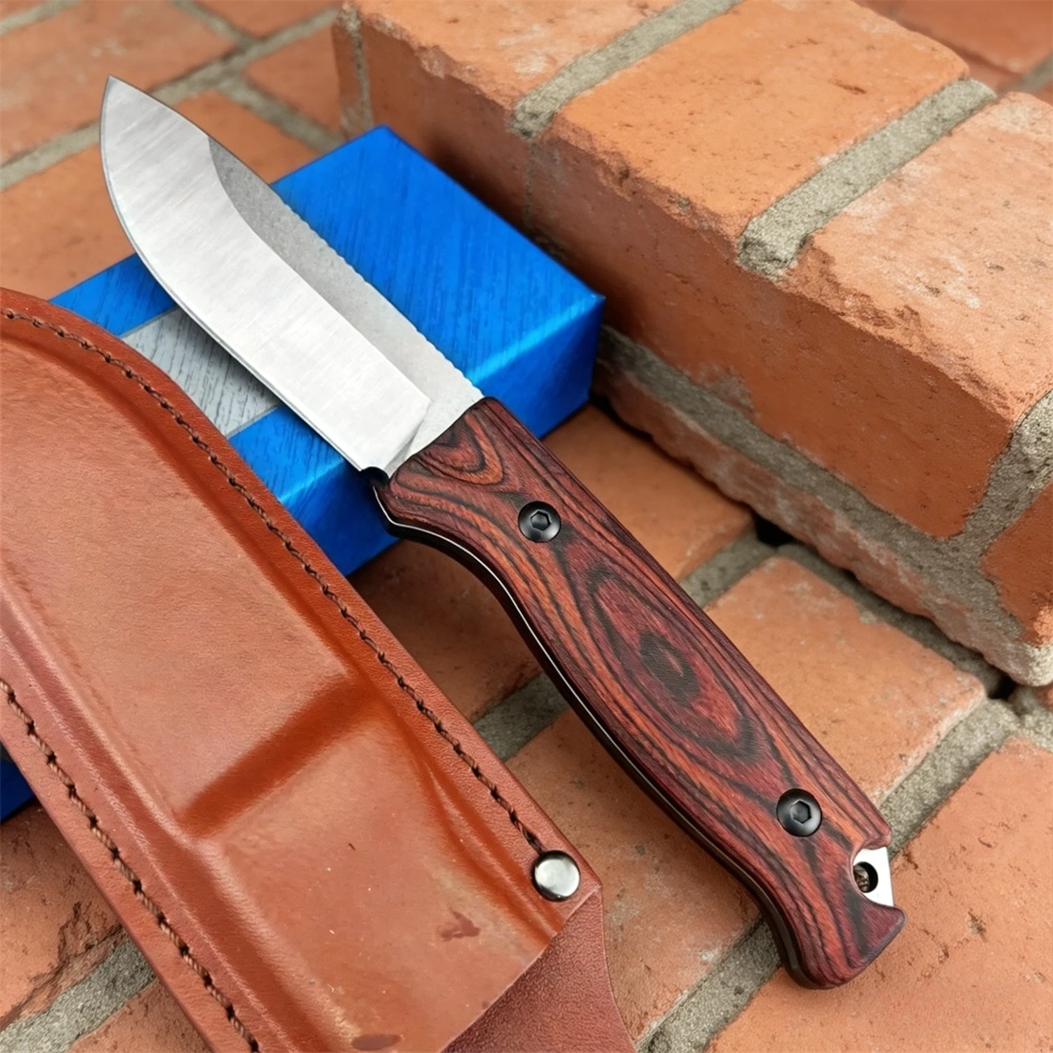 Edc Carry For Men - フルタング 15002-2 固定刃ストレートナイフ – 9Cr13Movブレード、木製ハンドル、シース付き –