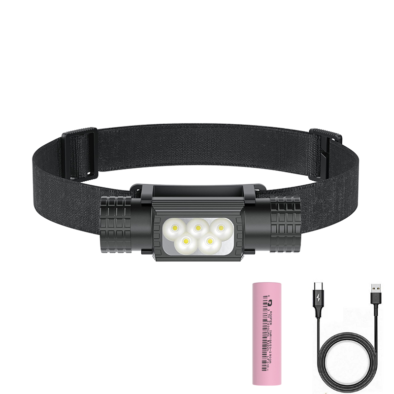 Edc Day Carry - ポータブル充電式LEDヘッドランプ,18650バッテリー,高輝度,高ルーメン,USB Type-C充電式LEDヘッドランプ,キャンプ,狩猟用ヘッドランプ
