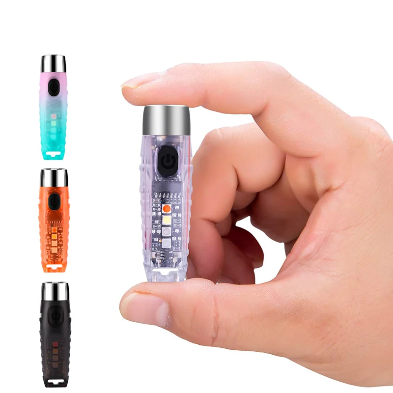 Edc (Every Day Carry - ミニキーホルダー懐中電灯、edcポータブルポケットブライト懐中電灯、USB-C充電式、毎日使用、バックパッキング、キャンプ、ハイキング