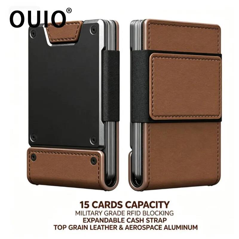Money Clip Magnetic - OUIO メンズ RFID ブロッキング ミニマリスト レザー