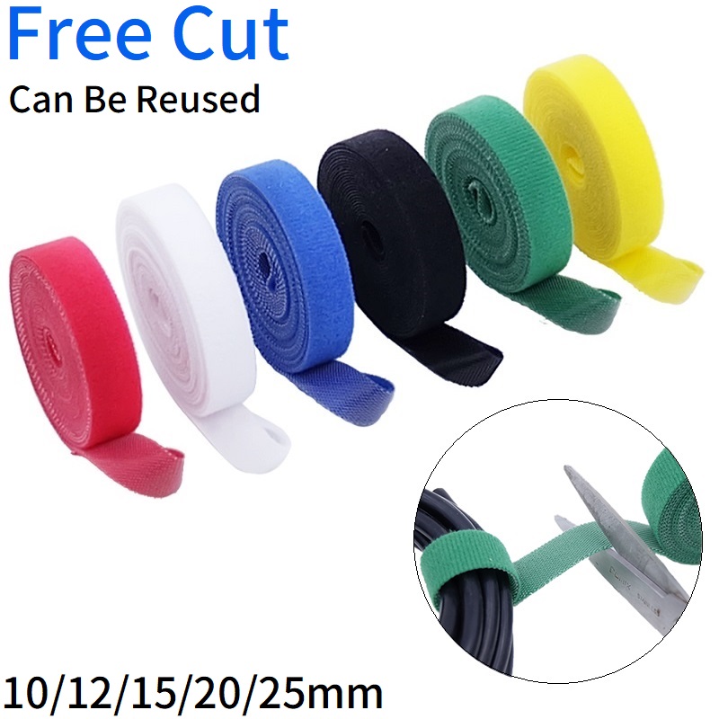 Gear Tie Reusable - 1/5 メートルケーブルタイ再利用可能な粘着フックループバンドルファスナーナイロンストラップオーガナイザーセルフクリップホルダー管理ストラップワイヤータイ