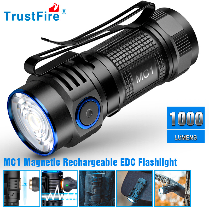 Edc Every Day Carry おもちゃ - Trustfire MC1 USB 充電式懐中電灯 1000 ルーメン