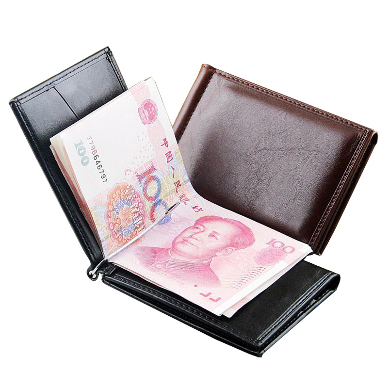 Money Clip Magnetic - ホット販売ファッション男性の革マネークリップ財布マグネット掛け金クレジットカード現金ホルダービジネスショートデザイナー財布男性のための