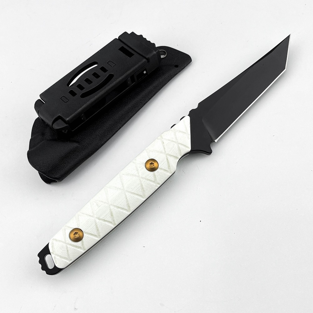 新しい固定刃ナイフ ホワイトG10ハンドル D2ブレード 取 - Edc Carry Fixed Blade Knife のレビューと価格