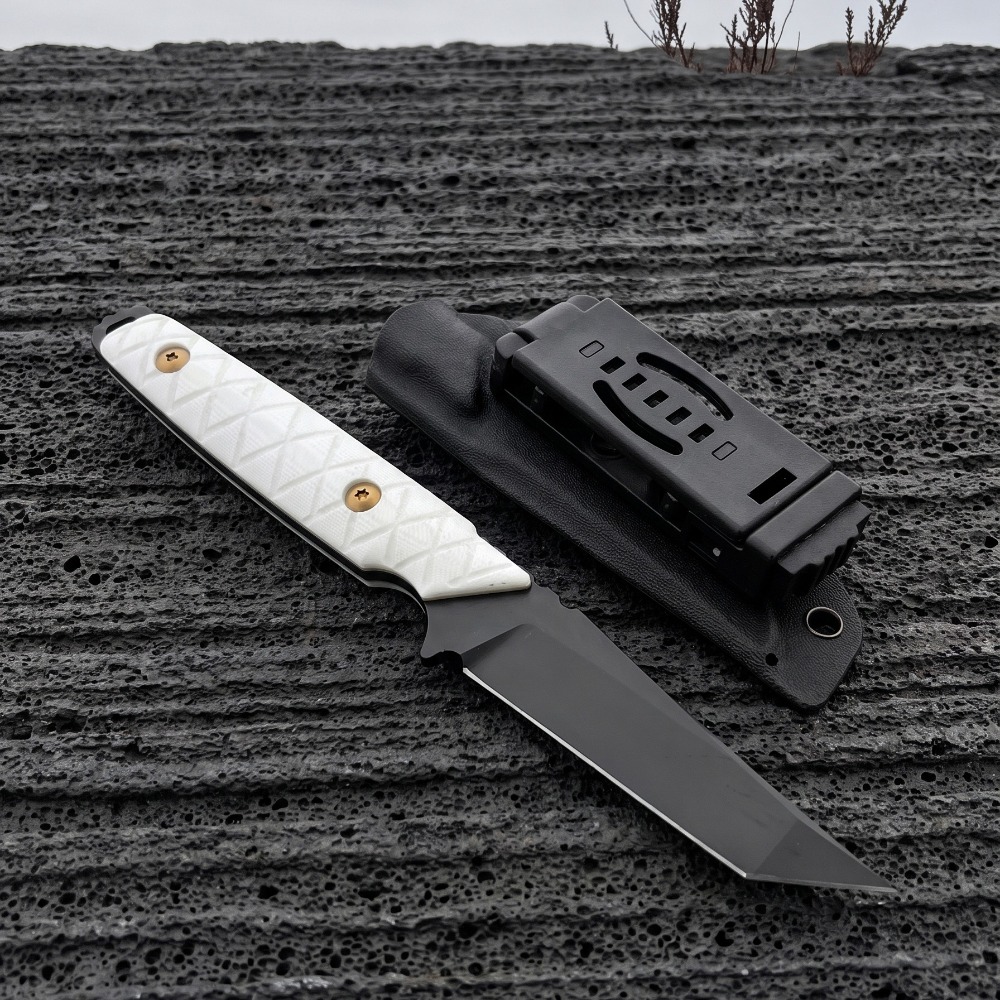 新しい固定刃ナイフ ホワイトG10ハンドル D2ブレード 取 - Edc Carry Fixed Blade Knife のレビューと価格