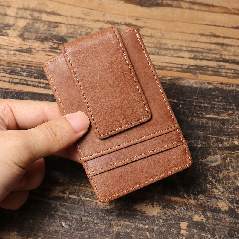 メンズスリムマネークリップウォレットレザーIDクレジットカー - Money Clip Magnetic のレビューと価格