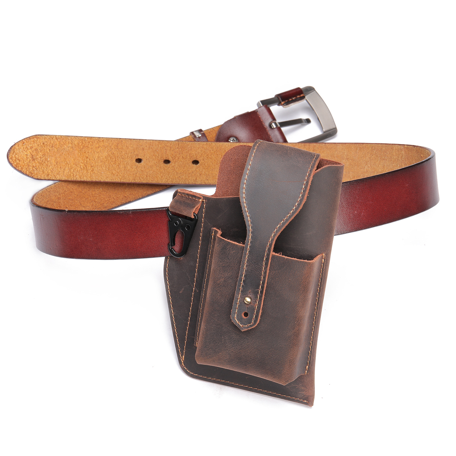 クレイジーホースレザー製メンズ用携帯電話ホルスター、縦型タク - Edc Carry Belt Leather のレビューと価格
