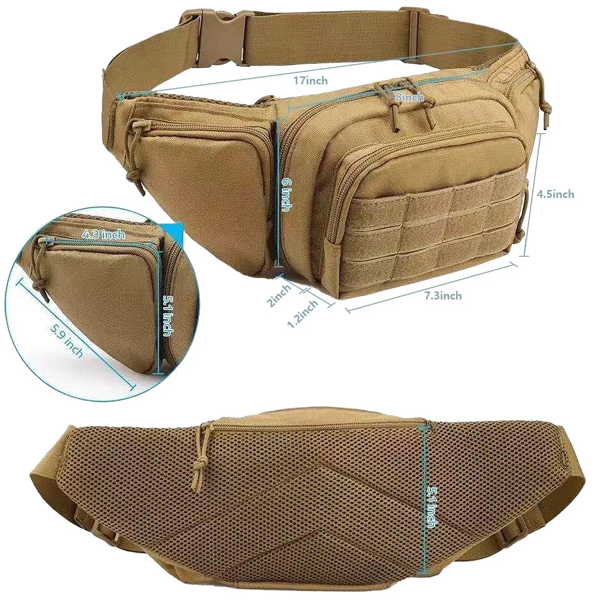 MOLLE 戦術的な隠しキャリーファニーパックピストルホルス - Edc Concealed Carry Fanny Pack のレビューと価格