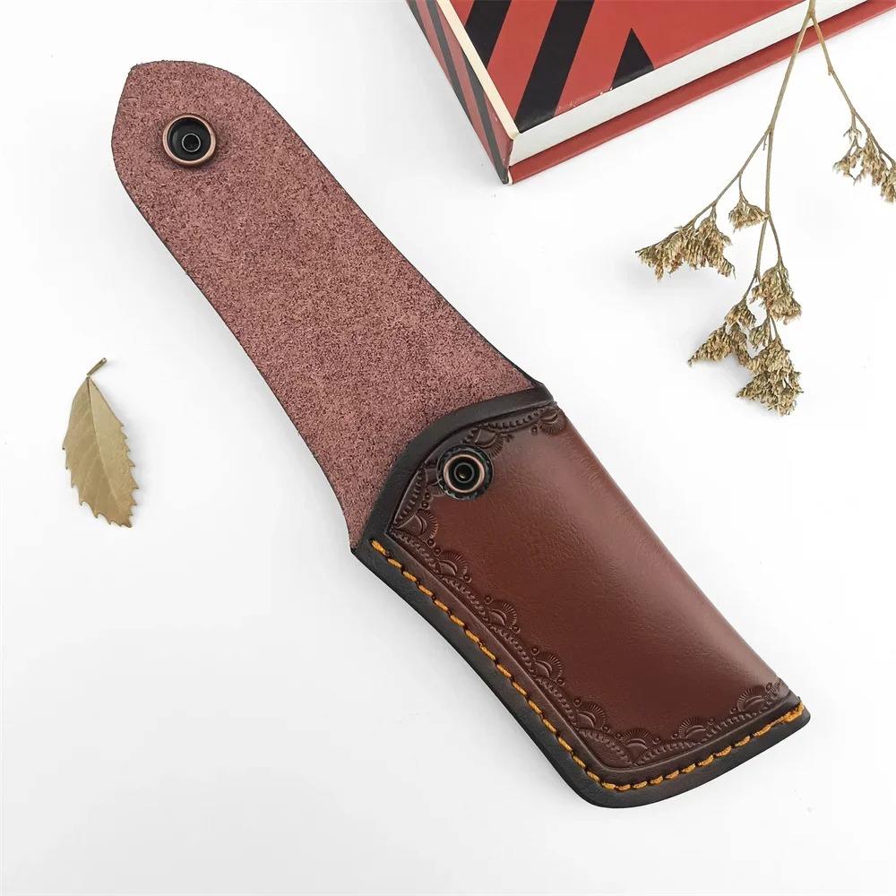 ブラウンエンボス加工レザー製ナイフカバー、本革製ナイフシース - Edc Carry Belt Leather のレビューと価格