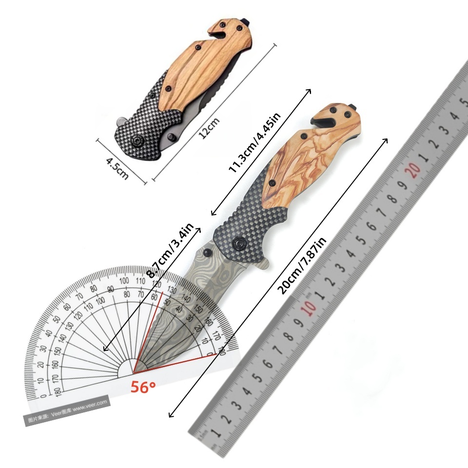 ダマスカス模様折りたたみナイフ、鋭利なステンレス鋼の刃、プレ - Edc Carry Pocket Knife のレビューと価格